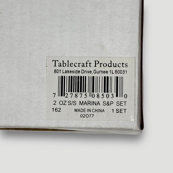 Tablecraft 2 Oz Stainless Steel Marina S&P Shaker Set NIB - Picture 5 of 5